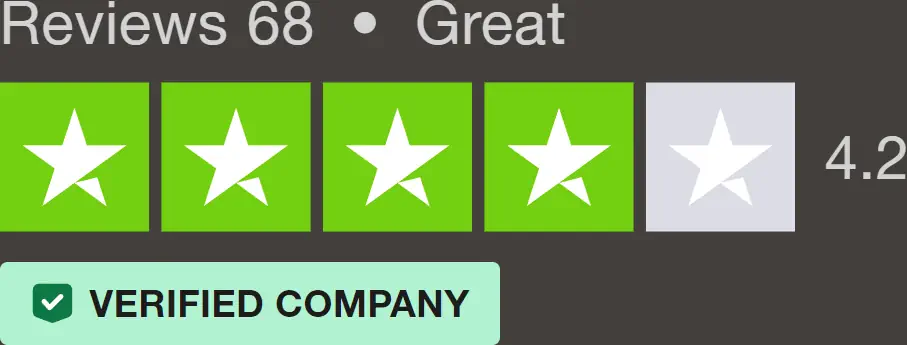 Trustpilot rating for SunSeeker Doors of 4.2 stars, 68 reviews