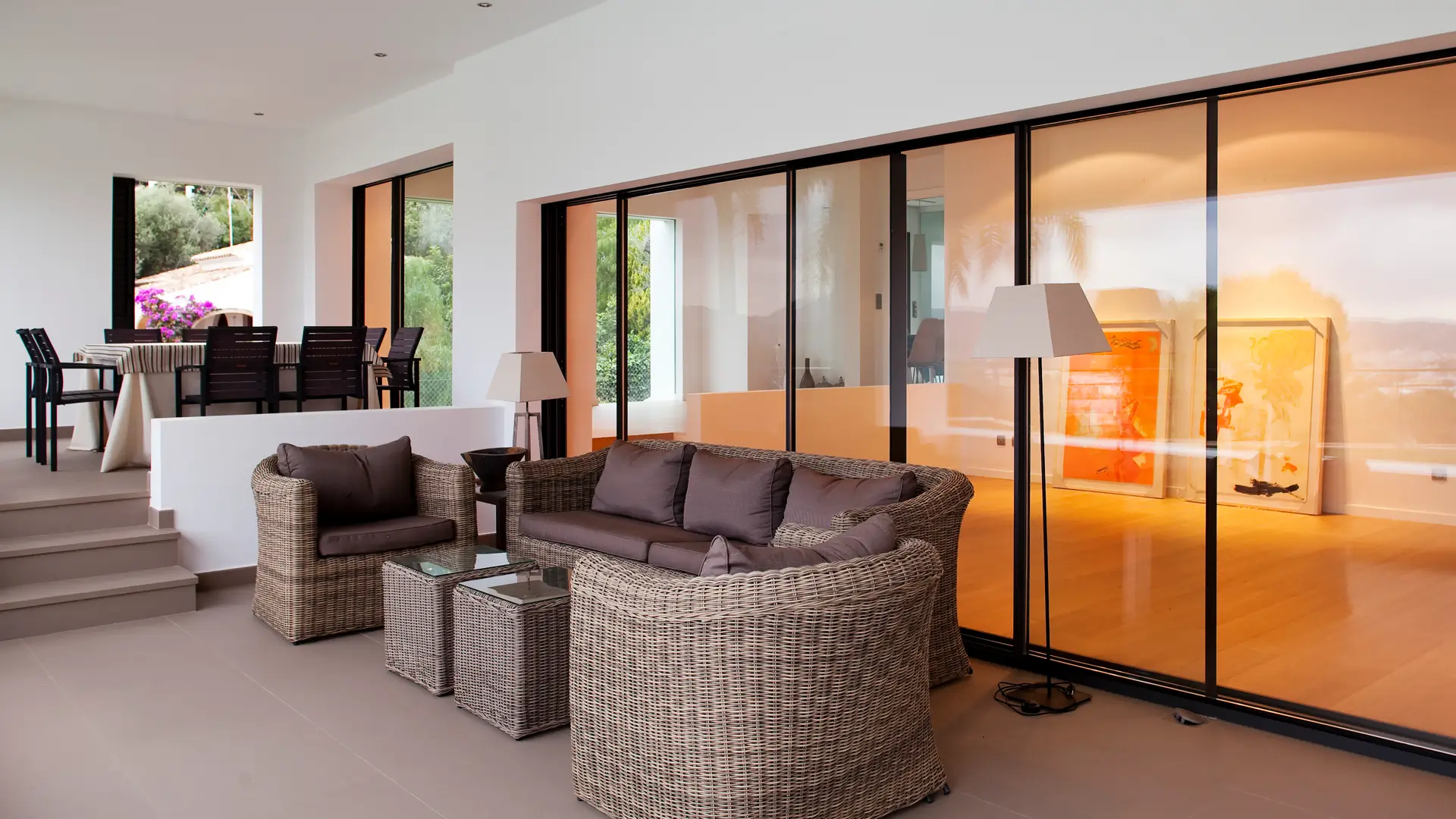 Glass living room internal sliding doors