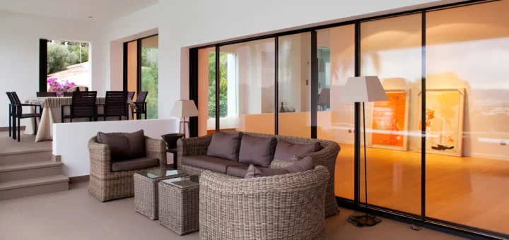 Glass living room internal sliding doors