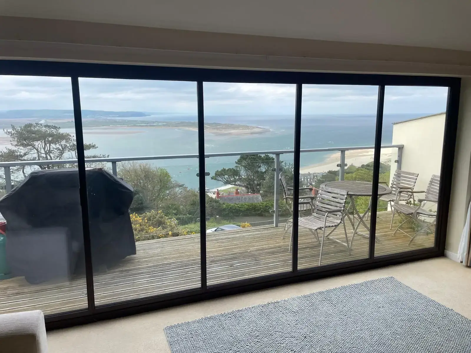 external bi folding doors with sea view