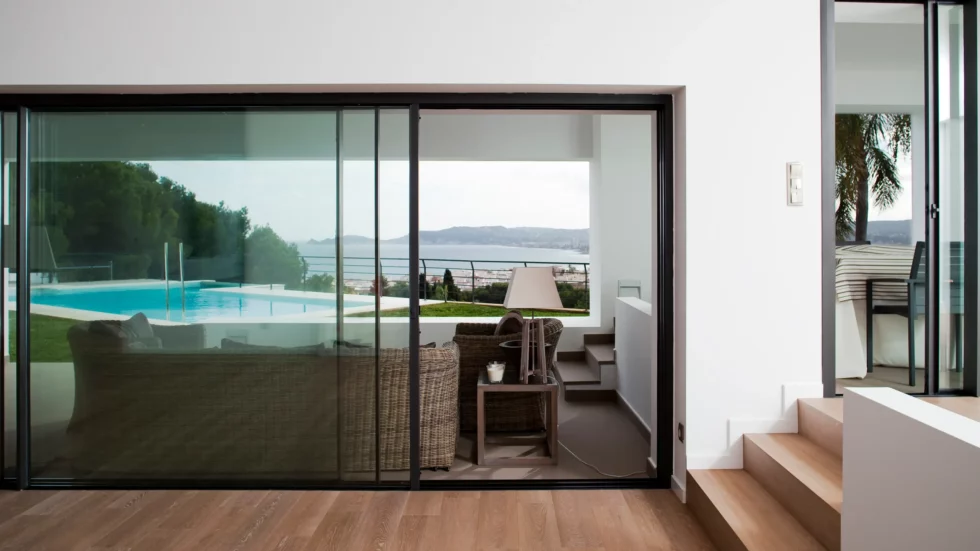 slimline aluminium internal sliding living room doors