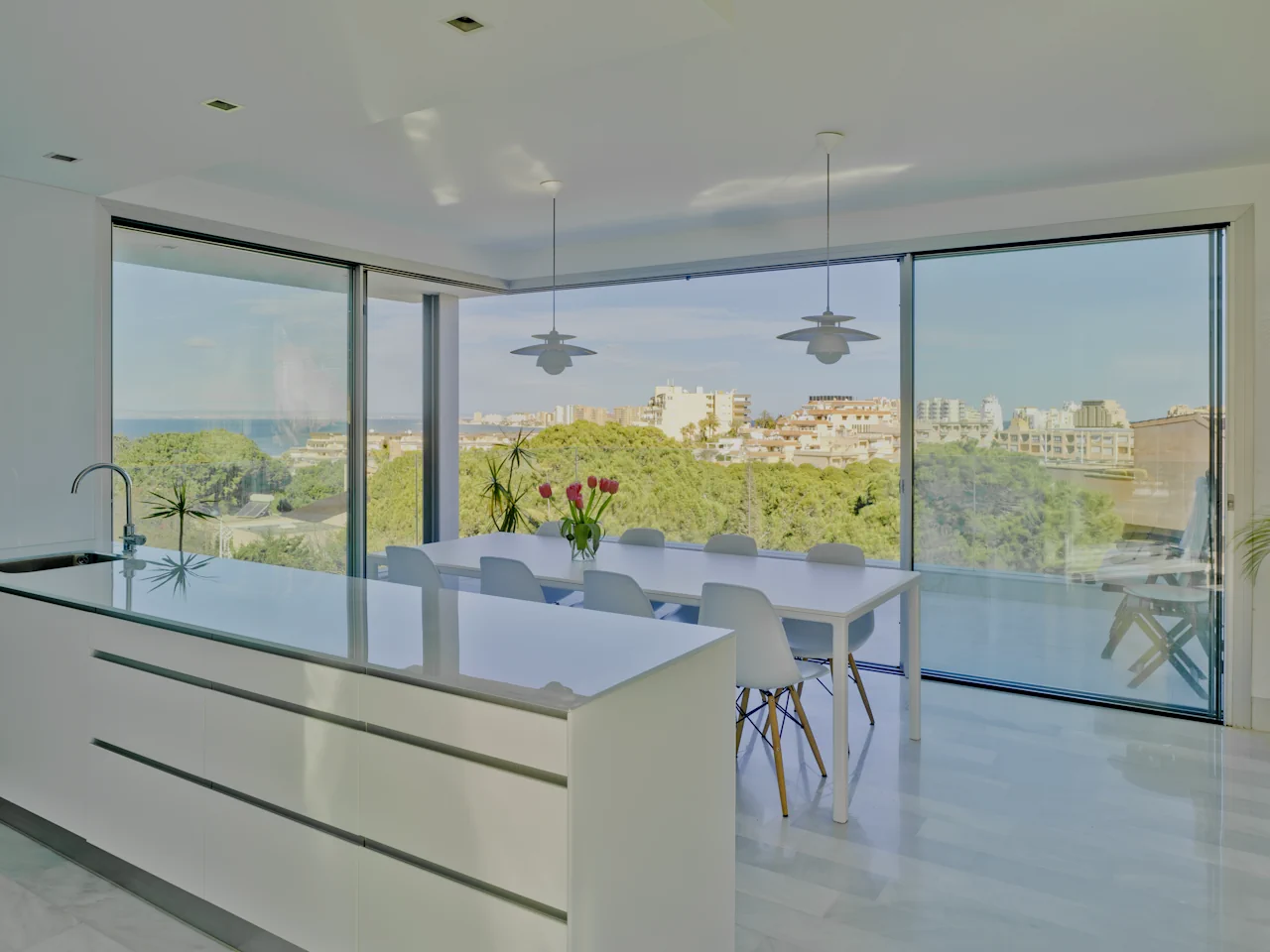 slimline sliding doors in a kitchen