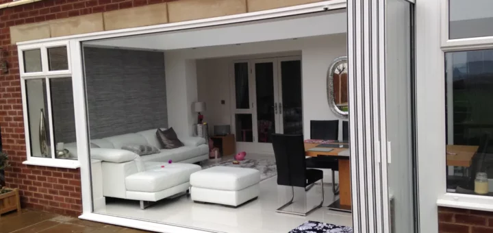 white aluminium bifolds fully open