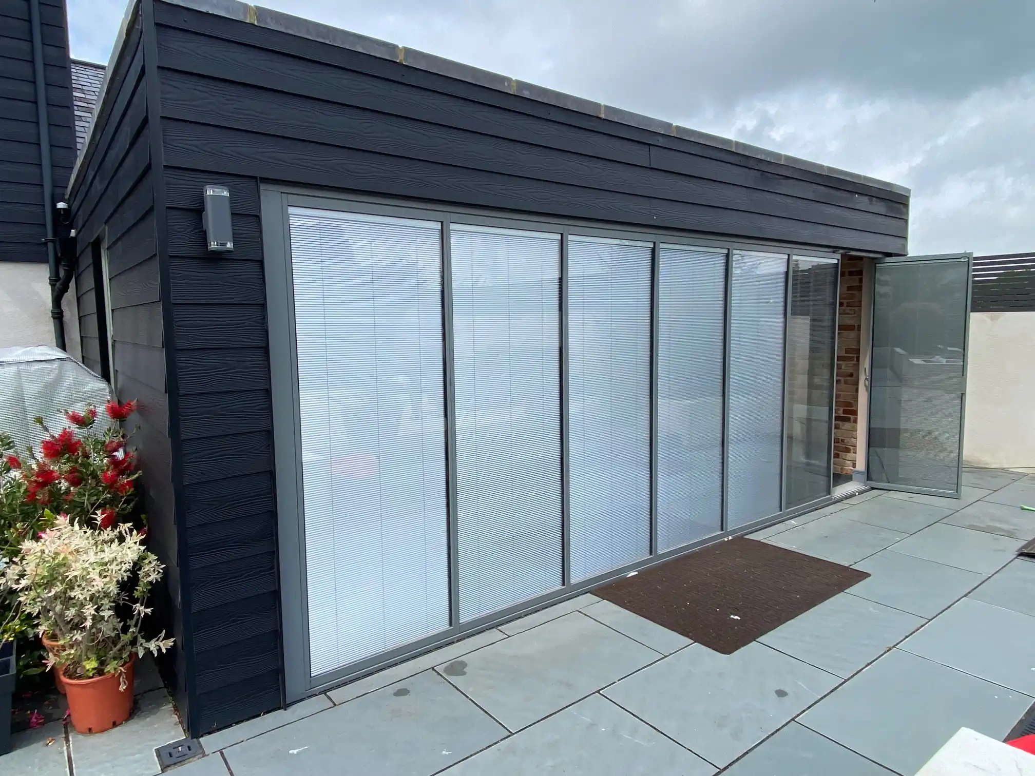 large sliding folding doors with integral blinds