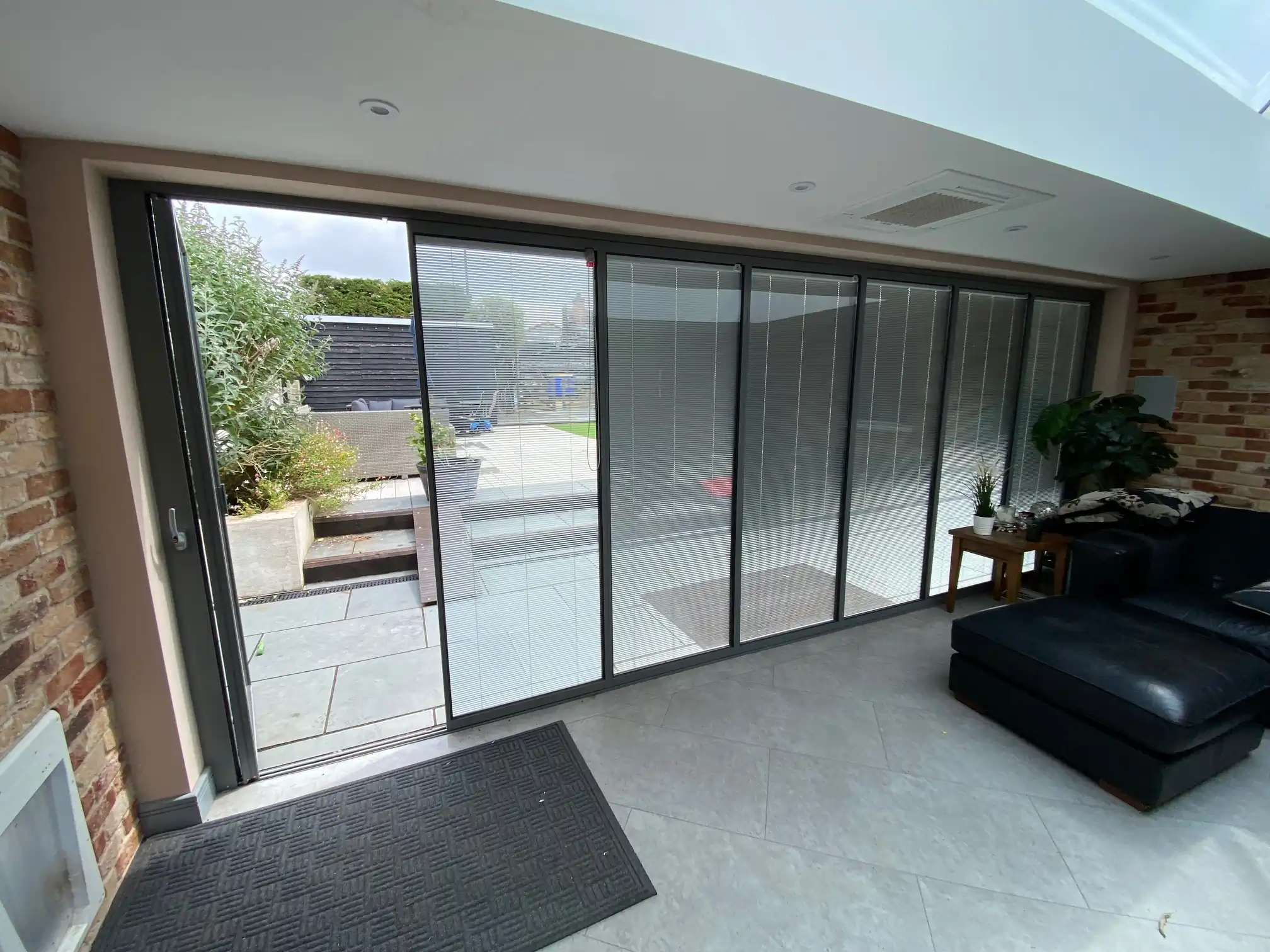 large sliding patio doors with integral blinds