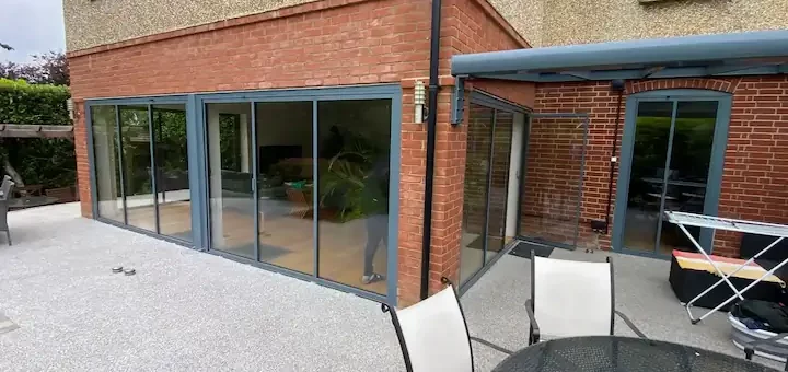 light grey aluminium bifold doors