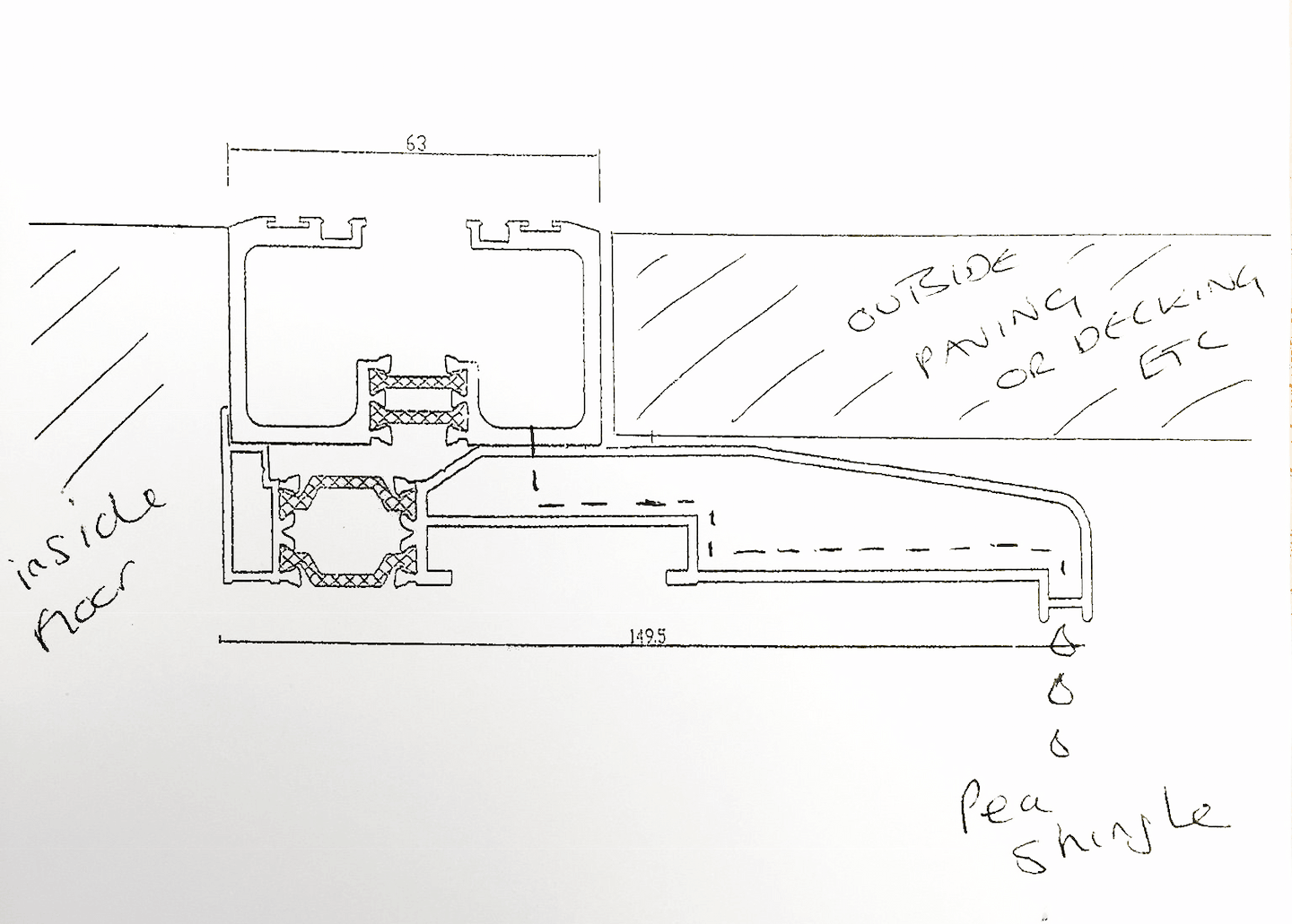 ultraslim sliding patio doors flush cill drawing