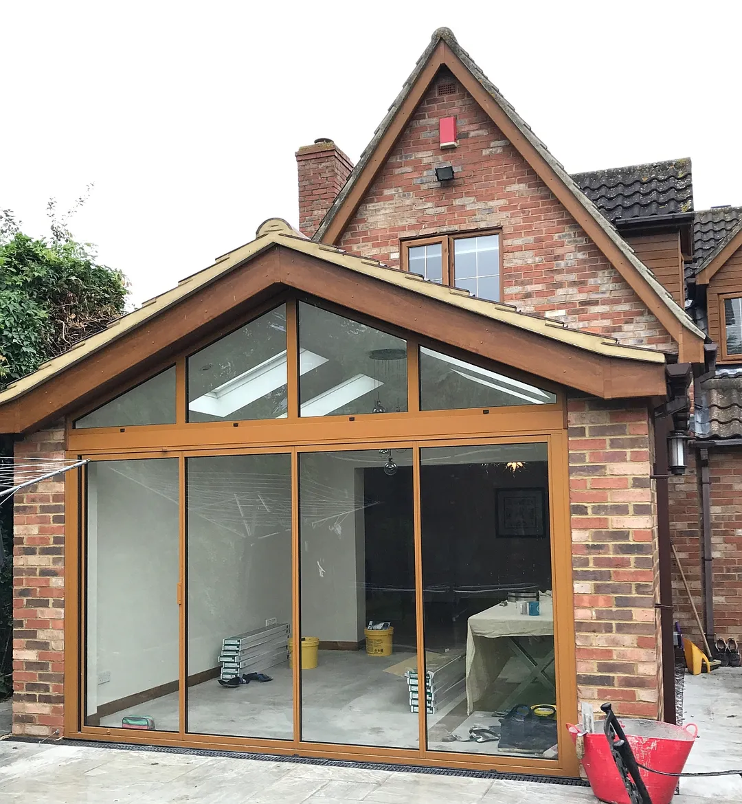 brown aluminium folding doors