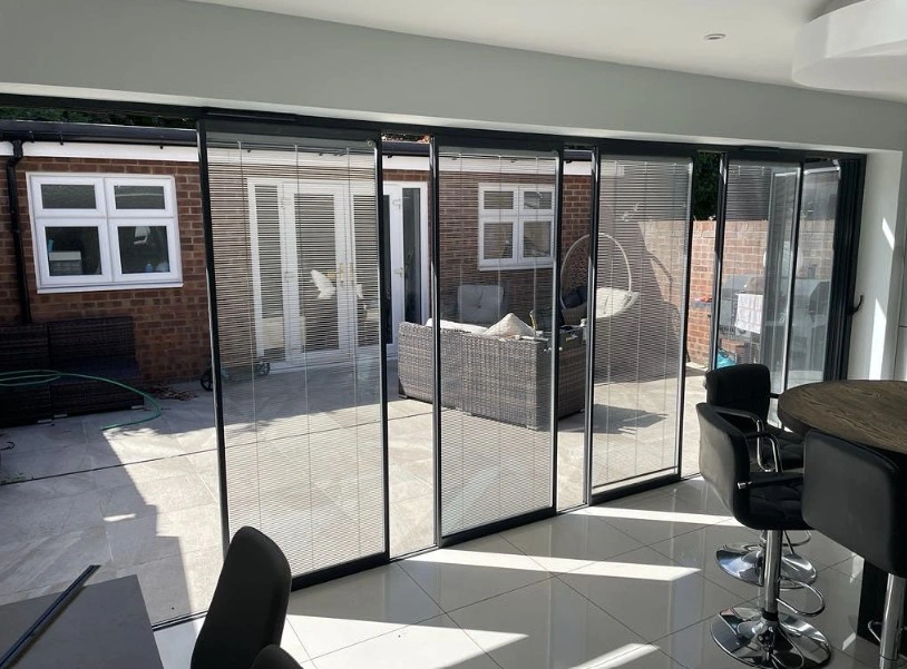 exterior glass doors with integral blinds