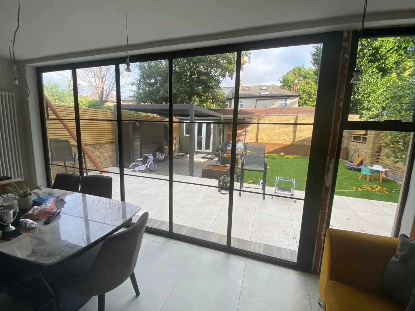 kitchen with aluminium bi fold doors