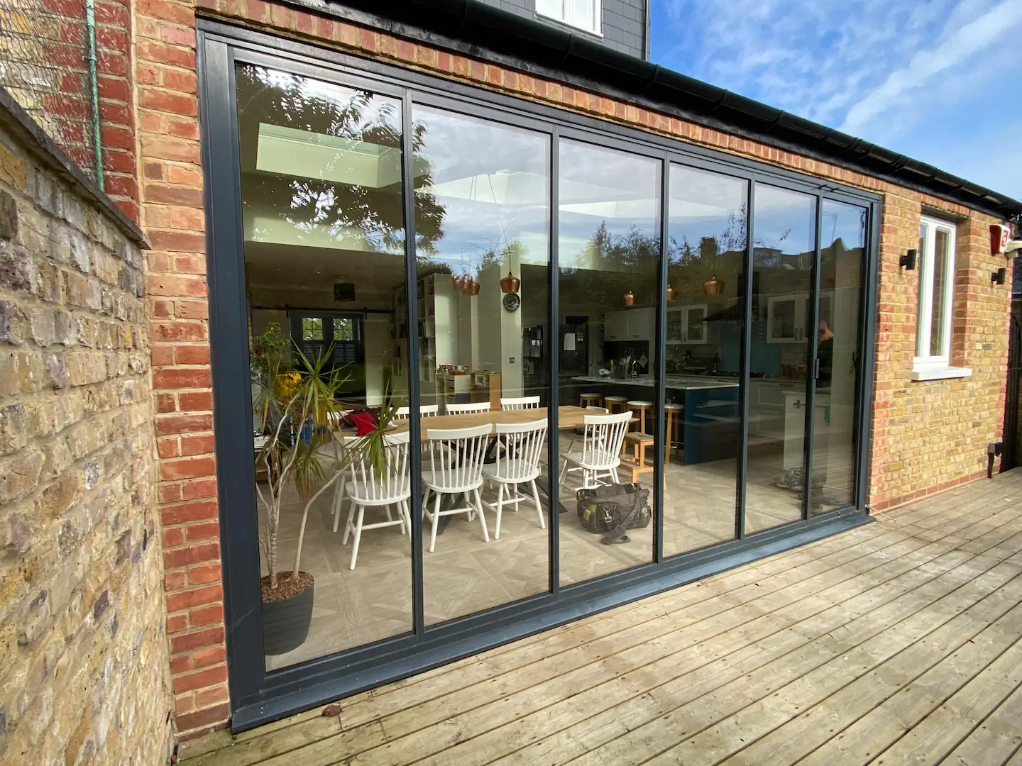 open plan anthracite sliding doors