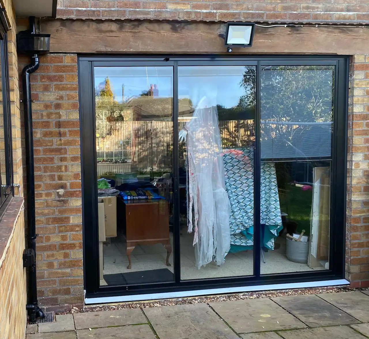 small bifold doors with blinds