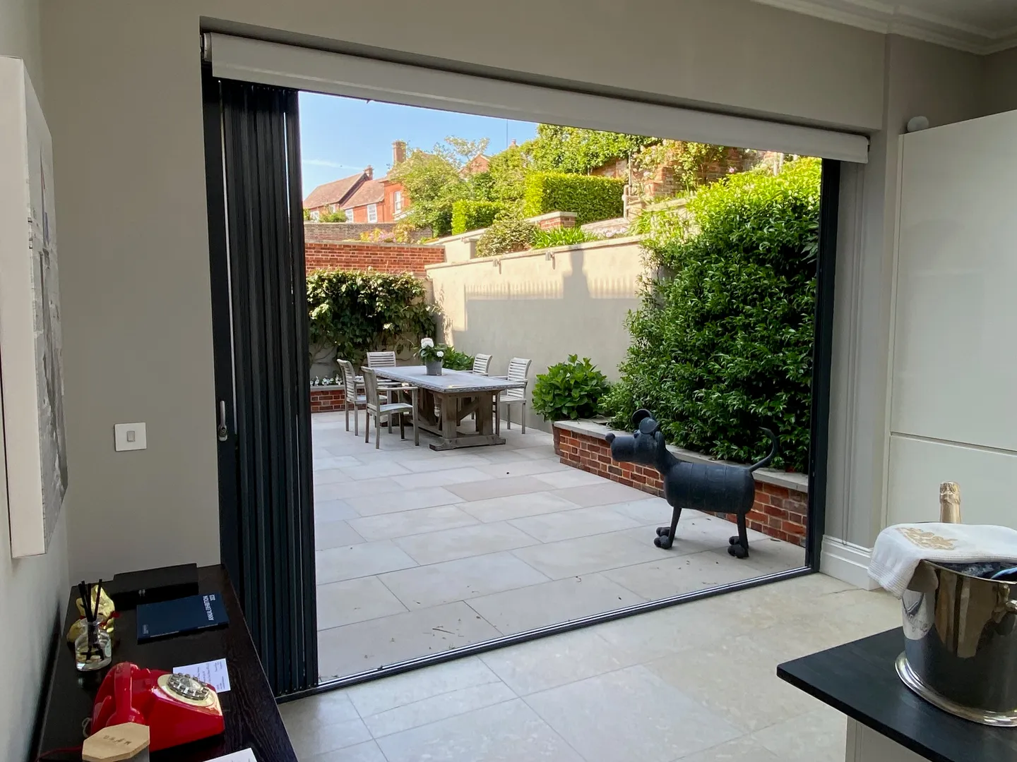 low threshold bifold doors fully open