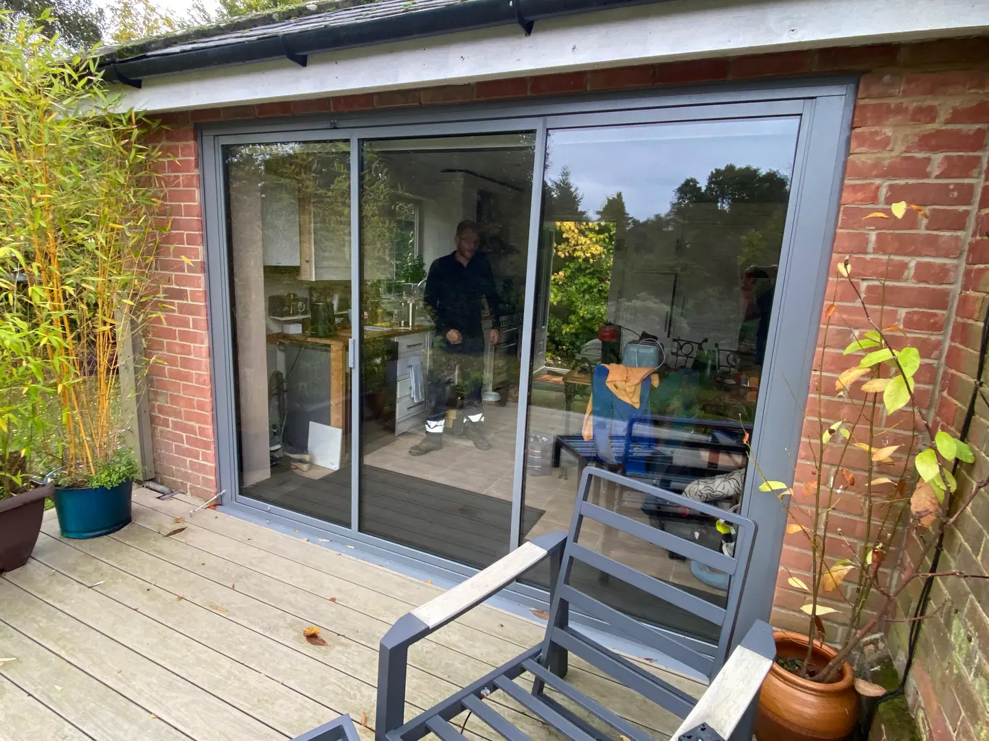 grey powder coated aluminium doors