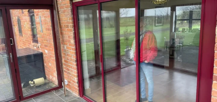 red aluminium internal sliding doors